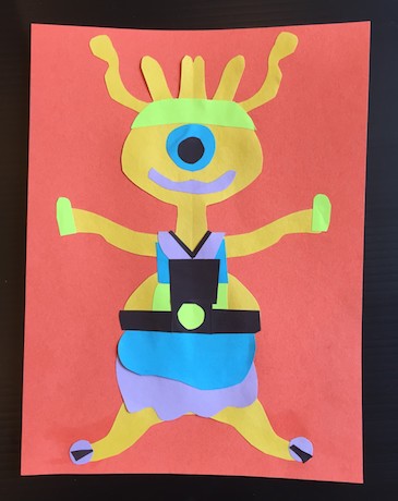 paper cut alien art lesson for second graders