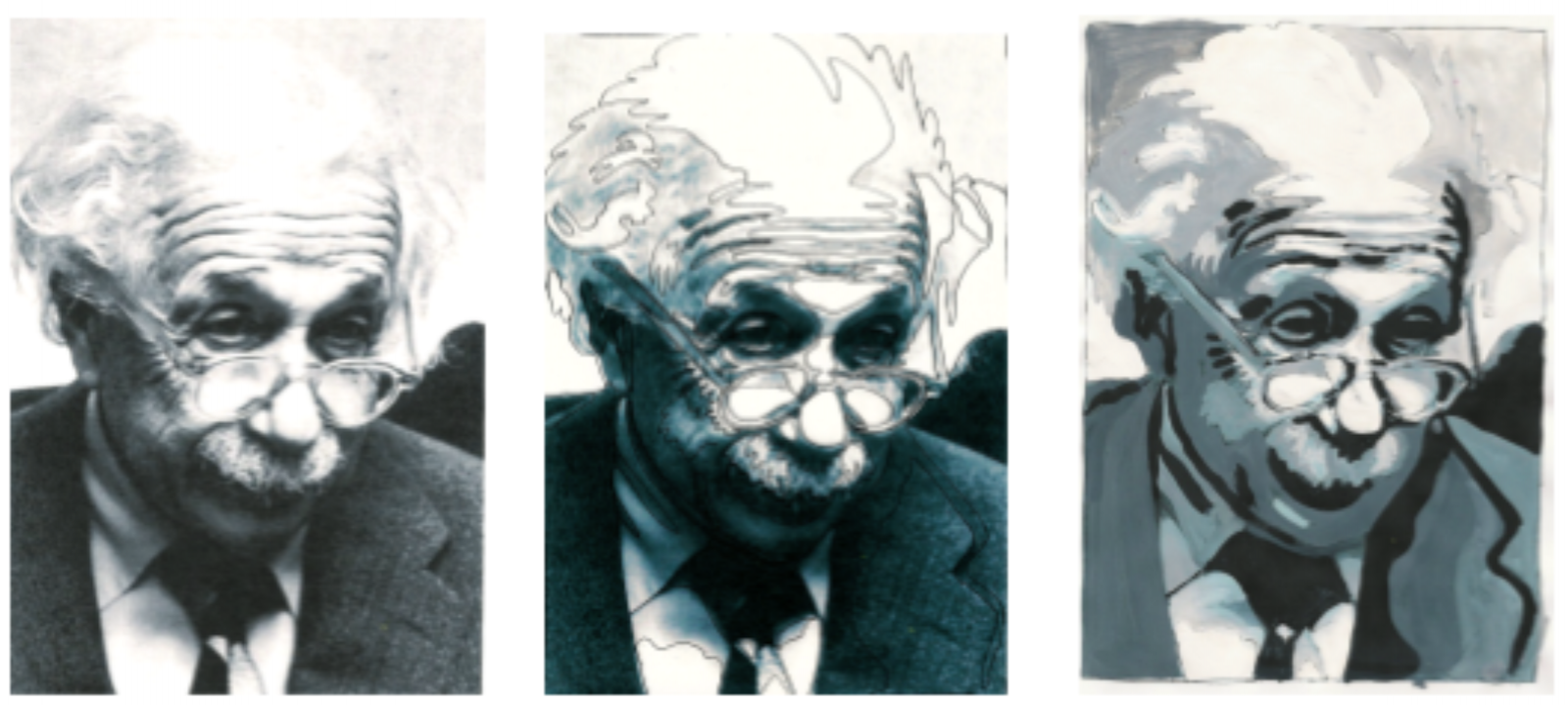 Einstein photo painted over as value study