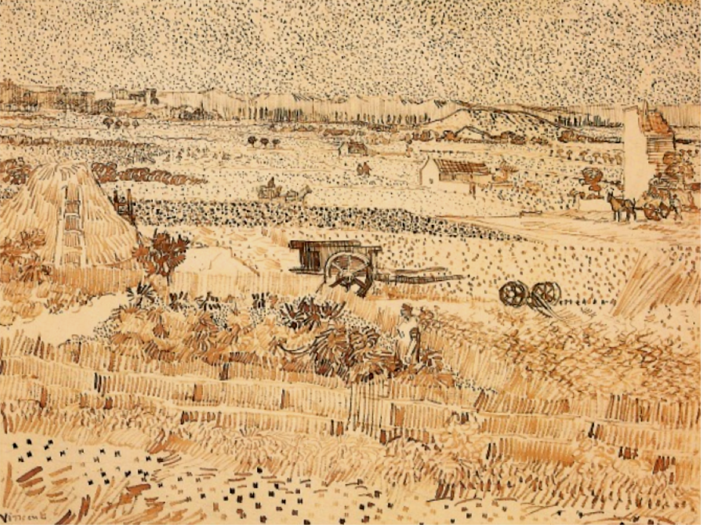 Harvest by Vincent Van Gogh 1888