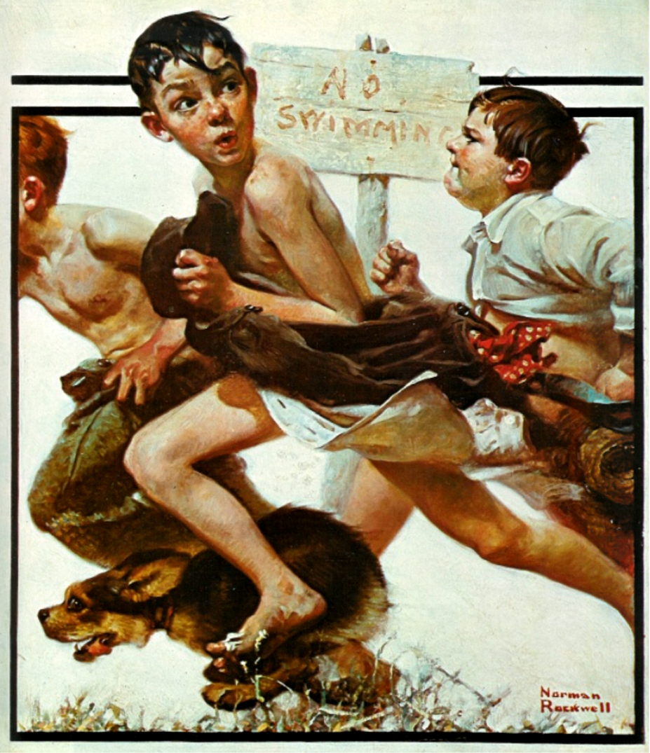 No Swimming by Norman Rockwell art as story