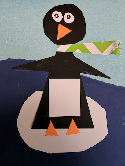 Penguin collage with scarf