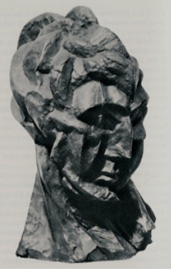 Woman by Picasso sculpture portrait