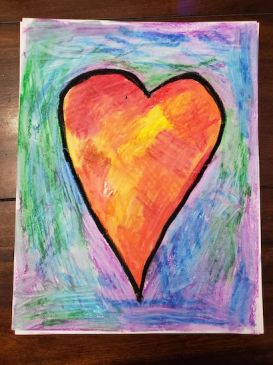Easy Heart Painting Using Oil Pastels and Watercolour Paints