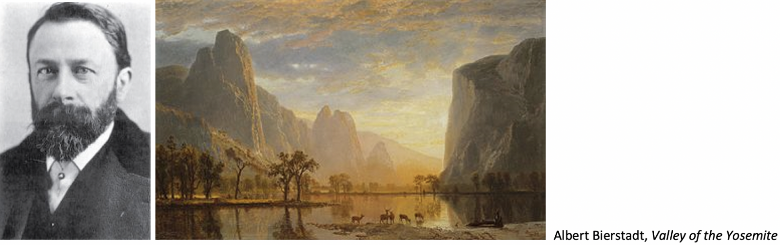 Albert Bierstadt beside painting Valley of the Yosemite