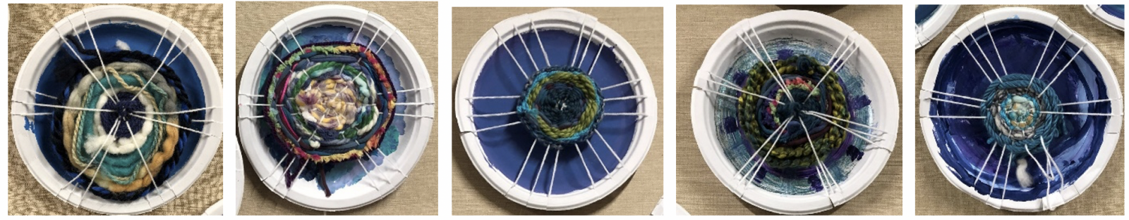 yarn weaving on painted plate