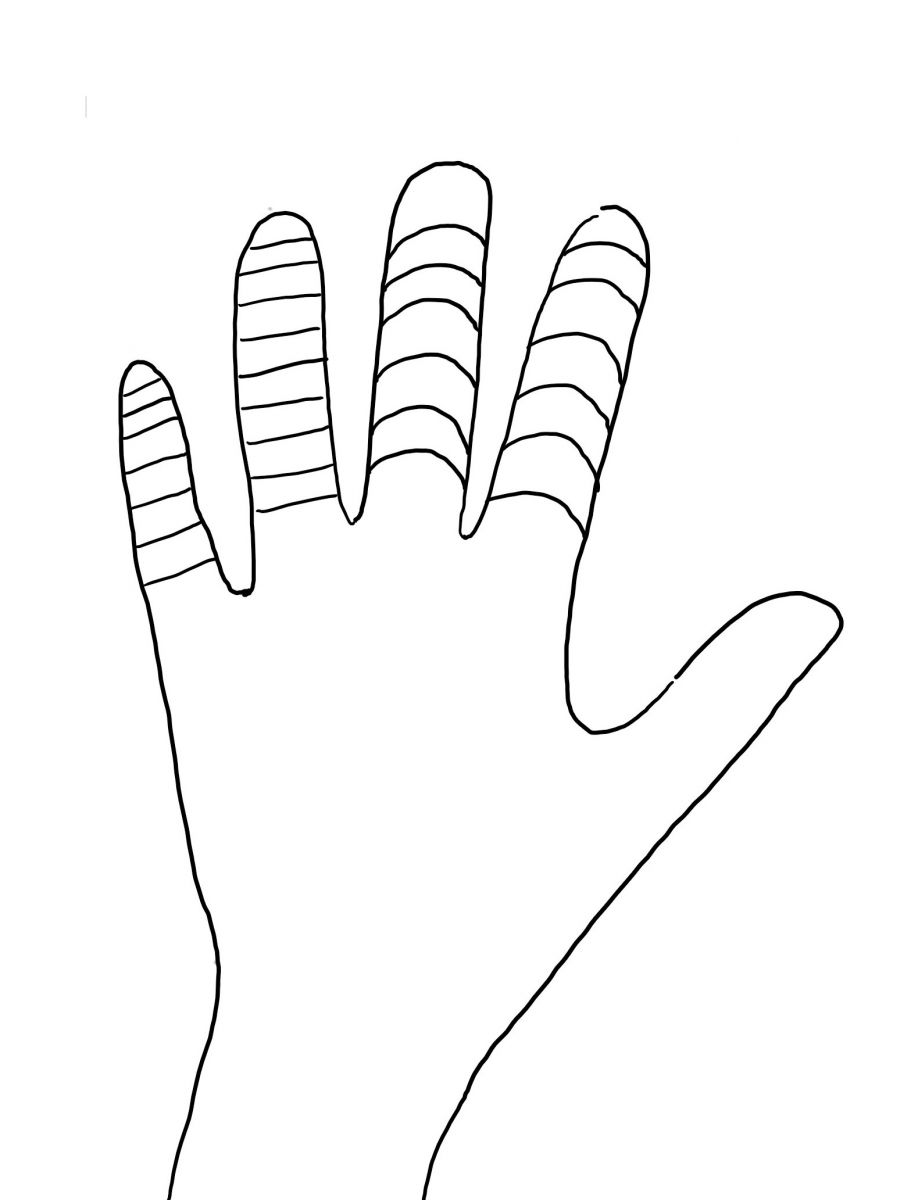 Hand with contour lines