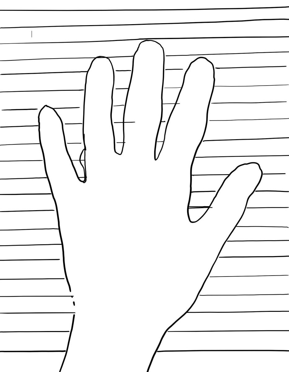 horizontal lines behind hand