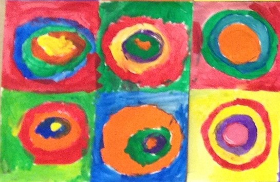 Kandinsky-inspired circles by first grade student