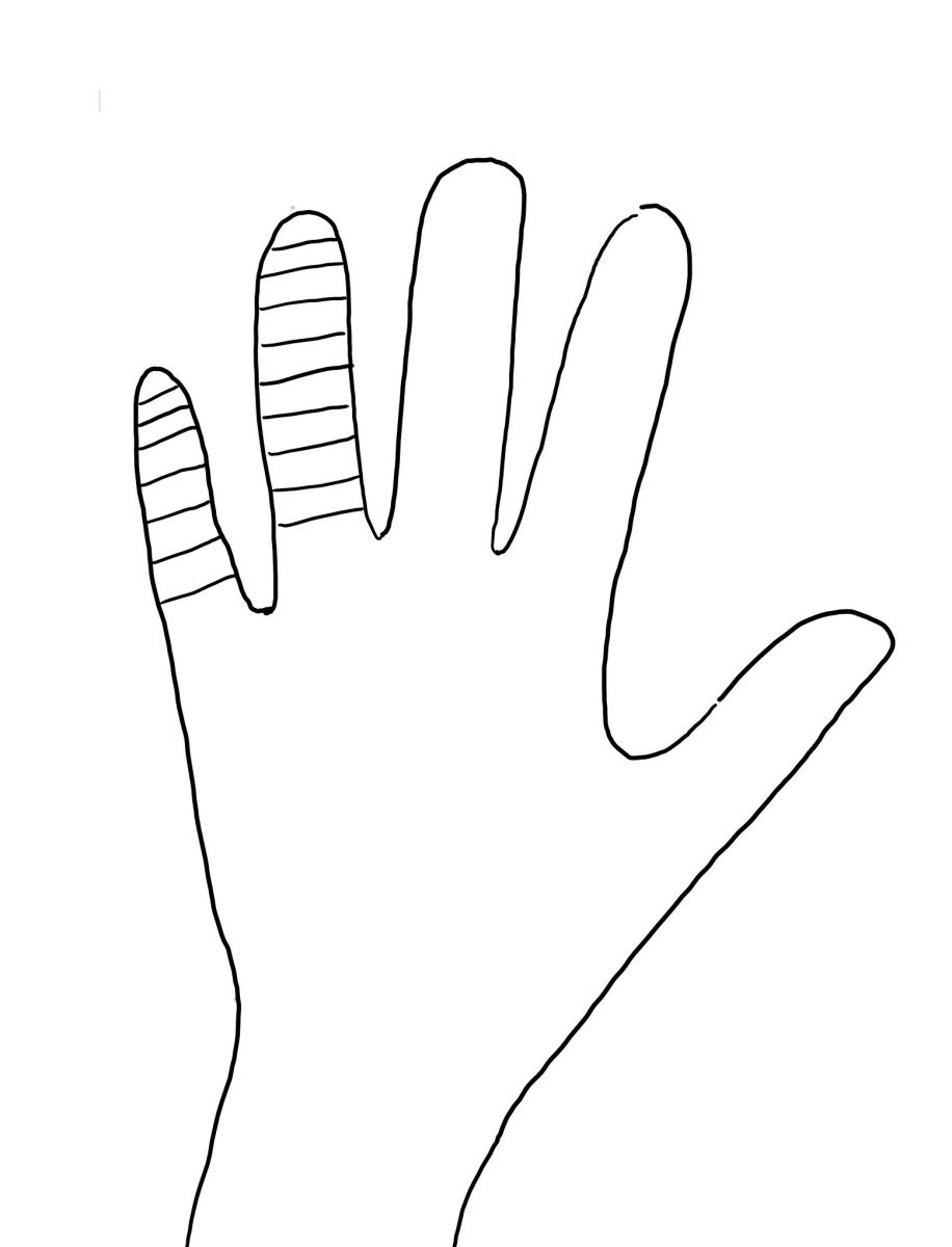 Hand with straight lines